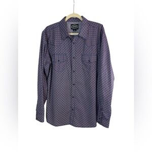Gibson Trading Co Western Pearl Snap Shirt Mens Large Blue Geometric Print